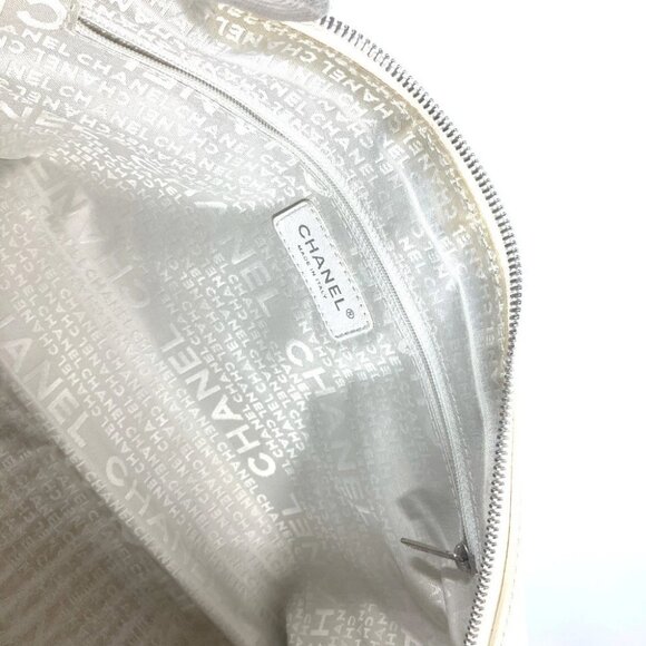 CHANEL CC CC Mark logo Tote Bag Shoulder Bag Hand Bag Leather/Canvas Beige/White - Picture 14 of 16